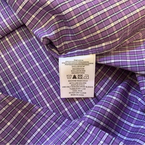 Nick Graham Shirt Men’s Medium Neck 15.5 Collared Long Sleeve Purple/White/Grey - Picture 4 of 8